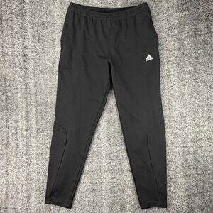 Adidas Climalite Men's XL 33" Waist Athletic Track Pants Black Zip Leg Pockets